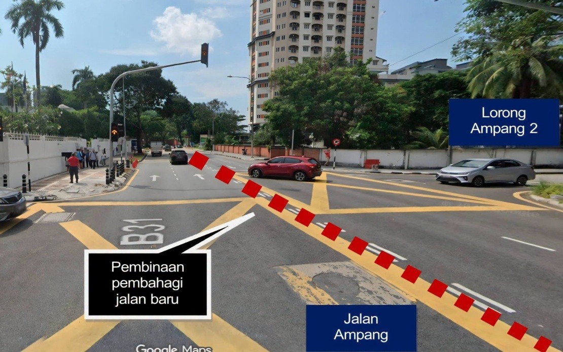 Jalan Ampang Upgrade: Two Traffic Light Intersections Close Permanently From Today