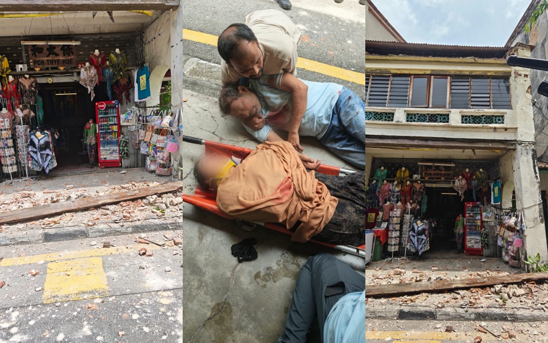 Two Tourists Hurt As Heritage Building Debris Falls in George Town