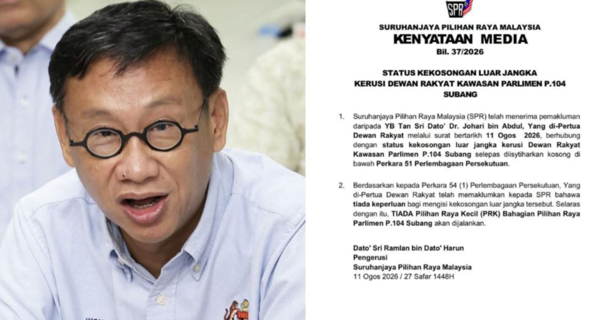 No By-Election Planned for Subang Seat Following Wong Chen's Resignation