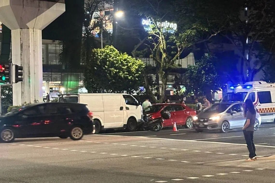 Van driver arrested for drug-impaired driving after multi-vehicle collision in Singapore