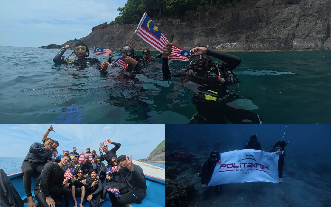 Politeknik Jeli Makes Waves With Underwater Flag Display for National Day