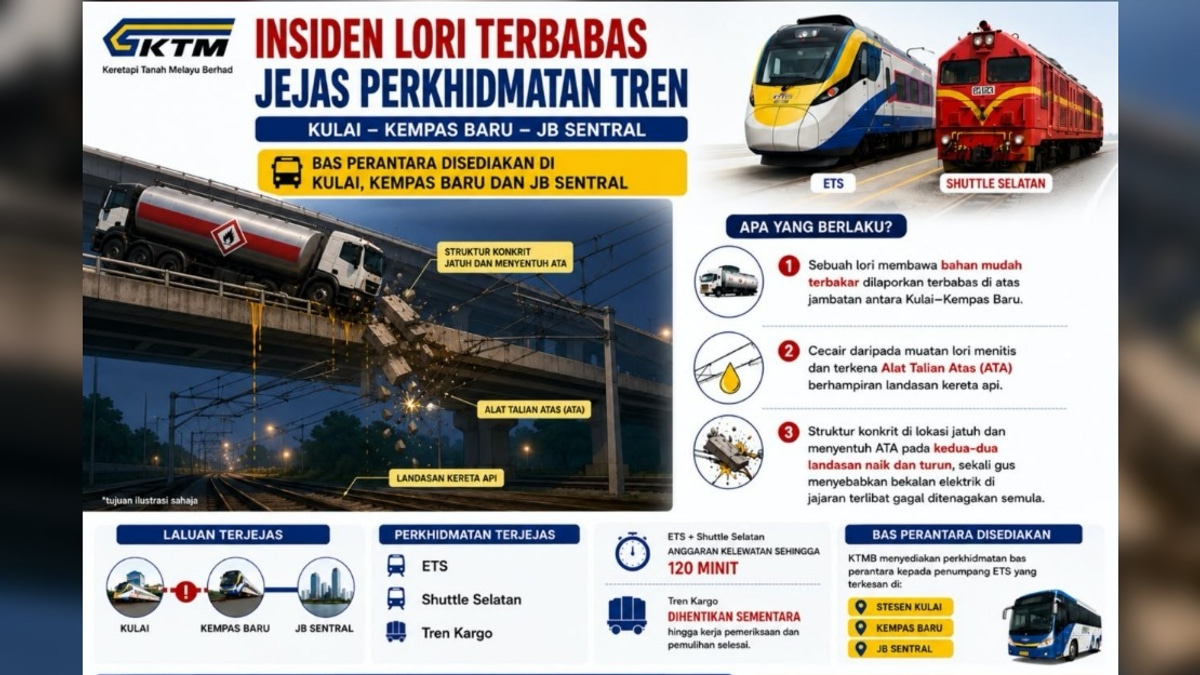 Lorry Accident Disrupts ETS and Shuttle Selatan Services on Kulai–Kempas Route