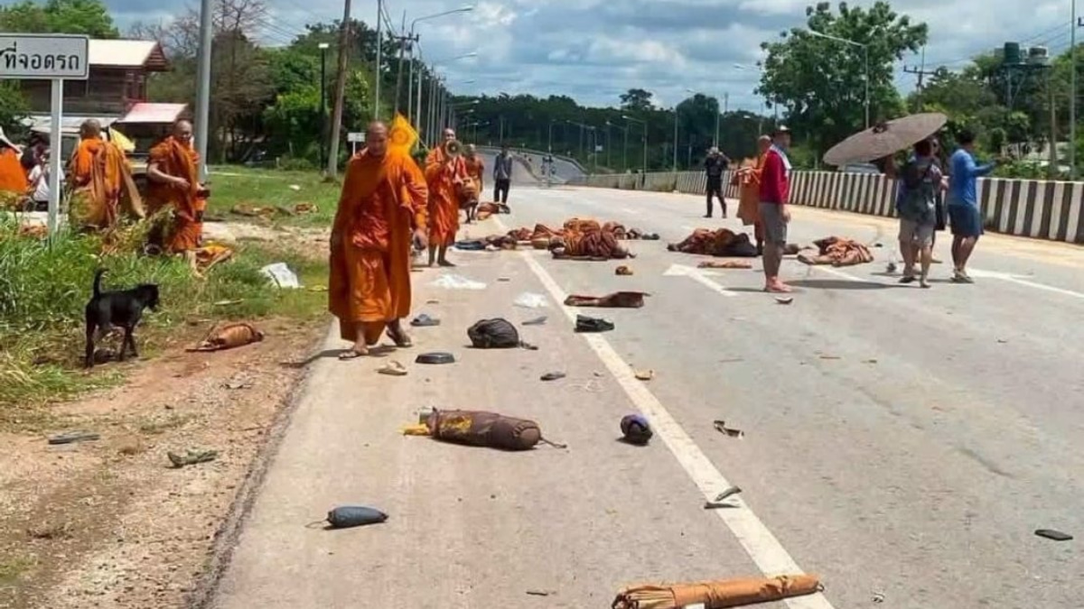 Eight monks killed as speeding pickup truck ploughs into pilgrimage group in Thailand