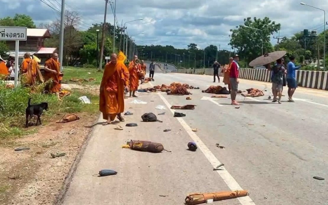 Eight monks killed as speeding pickup truck ploughs into pilgrimage group in Thailand