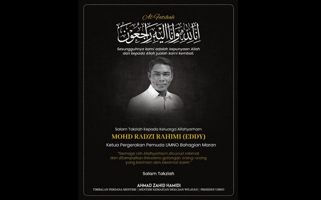 Ahmad Zahid Mourns Death of Maran UMNO Youth Chief Mohd Radzi in Bentong Accident