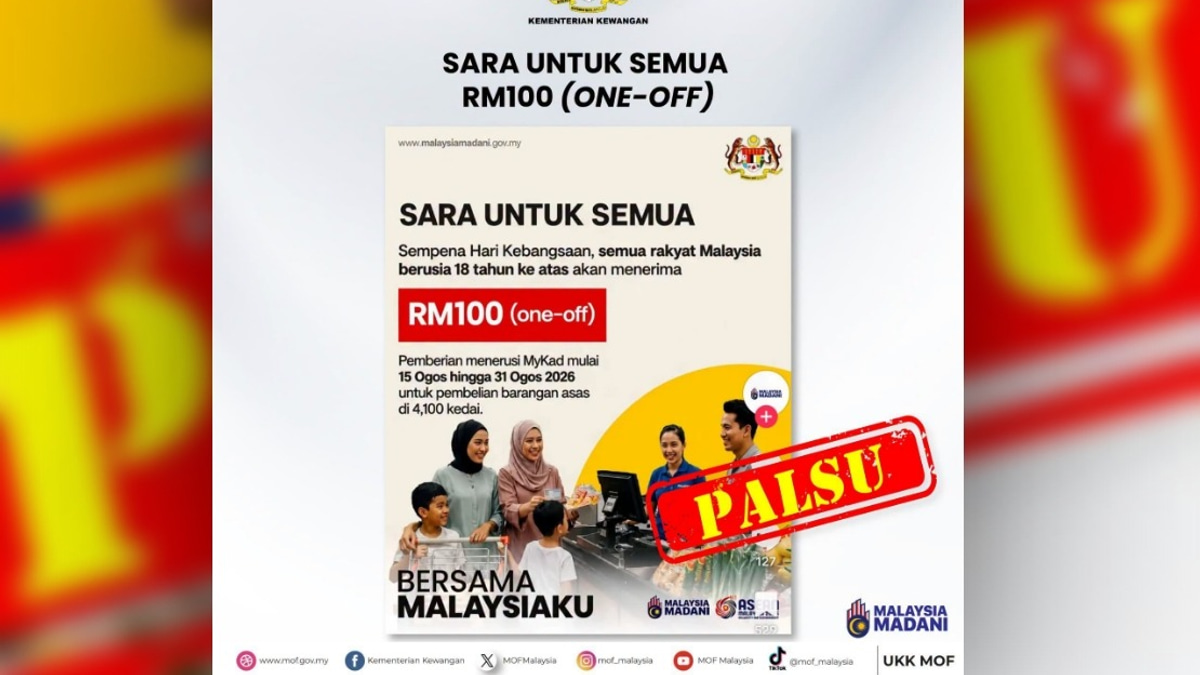 Ministry of Finance Dismisses False Claim of RM100 SARA Payment for National Day